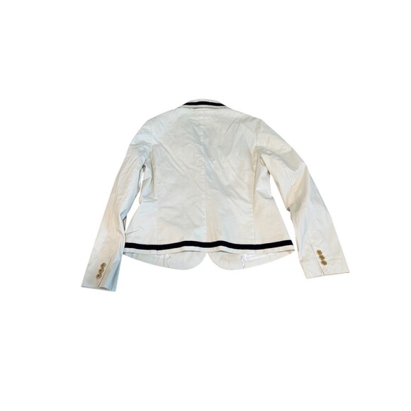 Talbots Blazer Womens Petite 8P Ivory Nautical Navy Trim Gold Buttons - Picture 3 of 6